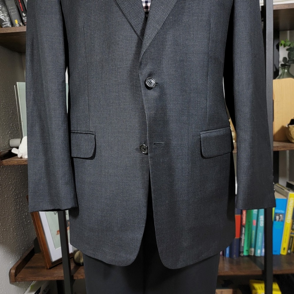Jones New York Classic Mens Sport Houndstooth Charcoal Worsted Wool Cashmere 42R - Picture 13 of 16